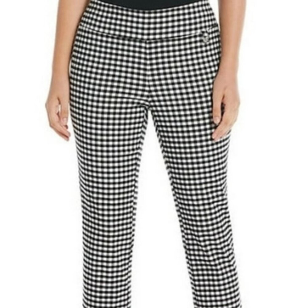 Rafaella Gingham Black Check Comfort Pull-on Stretch Capri Pants Size 12